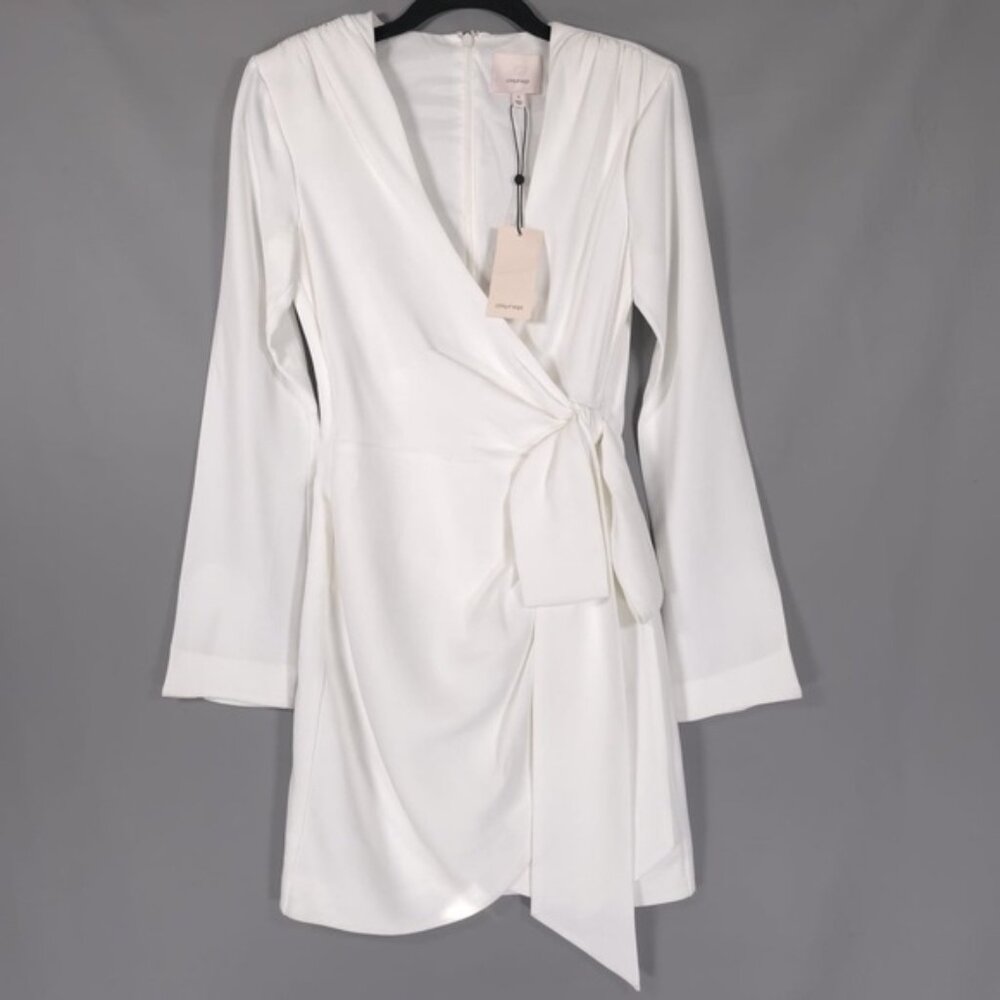 NWT Cinq a Sept Women’s Sierra Long Sleeve Wrap Mini Dress Ivory Size 0